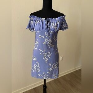 Floral Off-Shoulder Dress in Periwinkle
